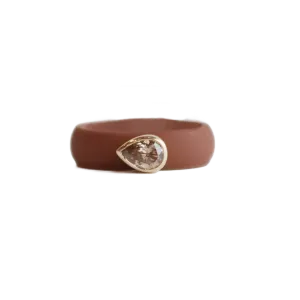 Cognac Pear Shaped Diamond Silicone Band- Coffee