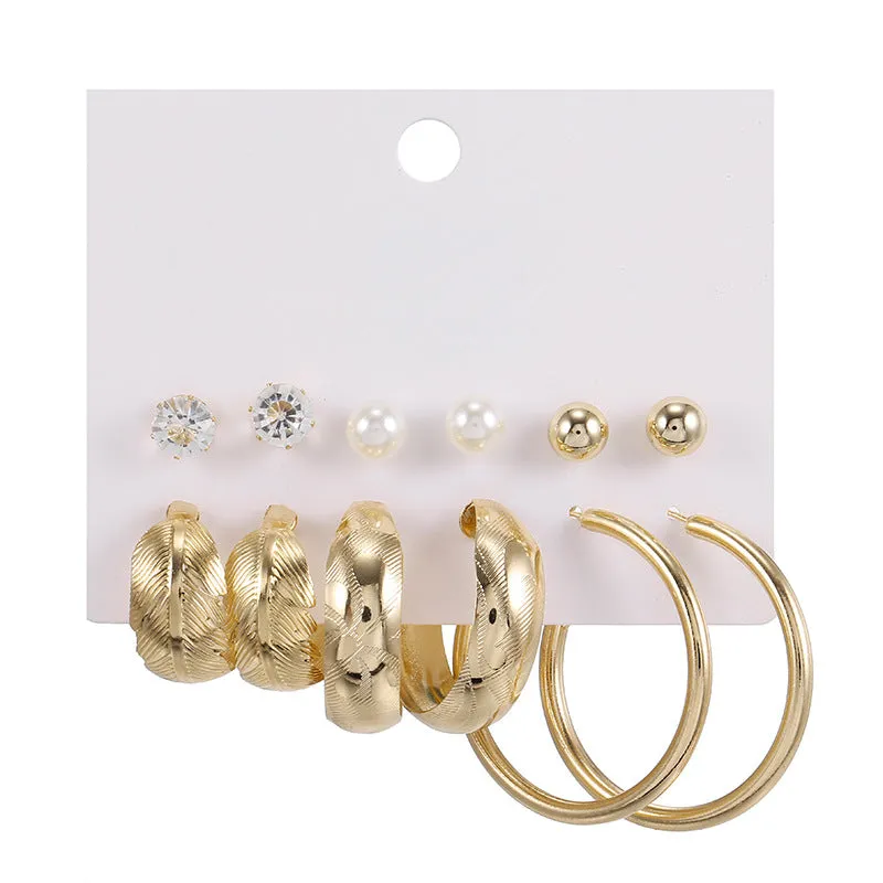 Combo Of 12 Pair Pearl Stone Studs and Hoop Earrings
