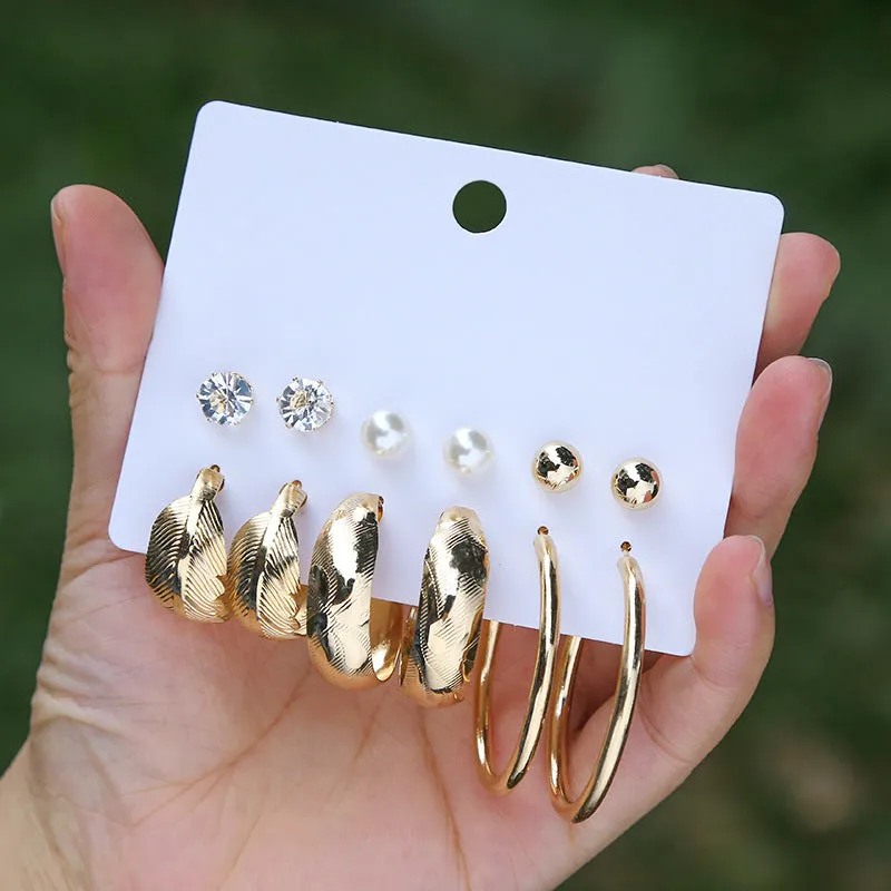 Combo Of 12 Pair Pearl Stone Studs and Hoop Earrings
