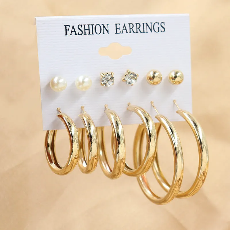 Combo Of 12 Pair Pearl Stone Studs and Hoop Earrings