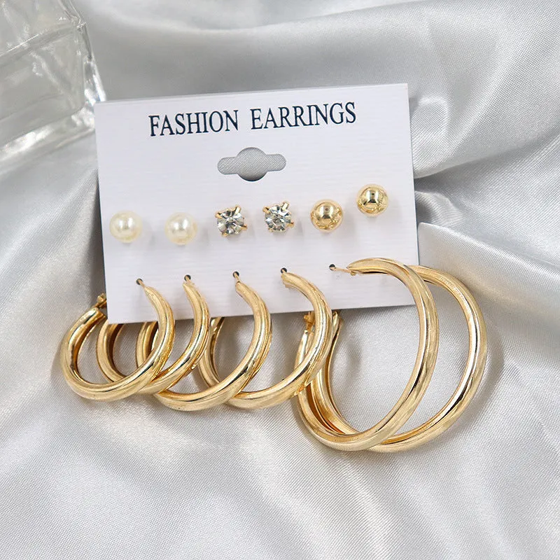 Combo Of 12 Pair Pearl Stone Studs and Hoop Earrings