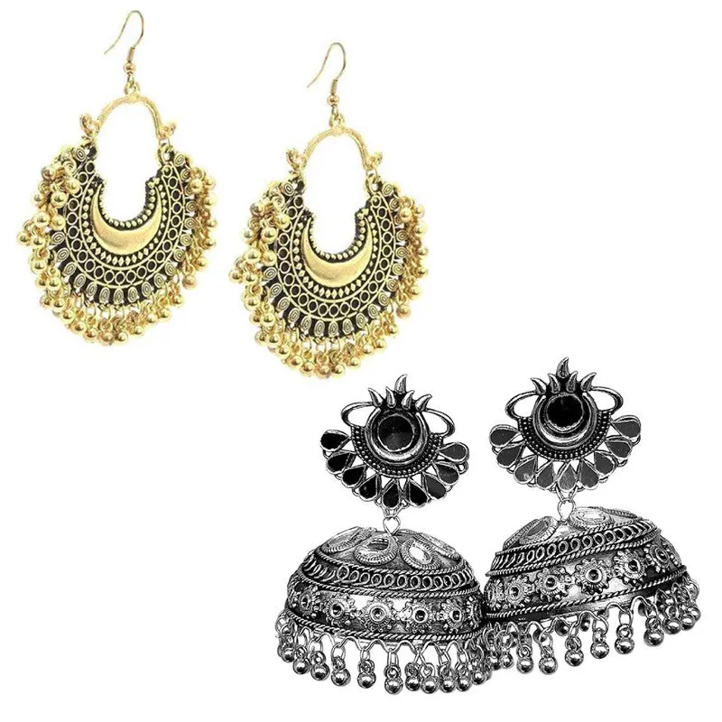 Combo of 2 Afghani Mirror Chandbali Jhumki
