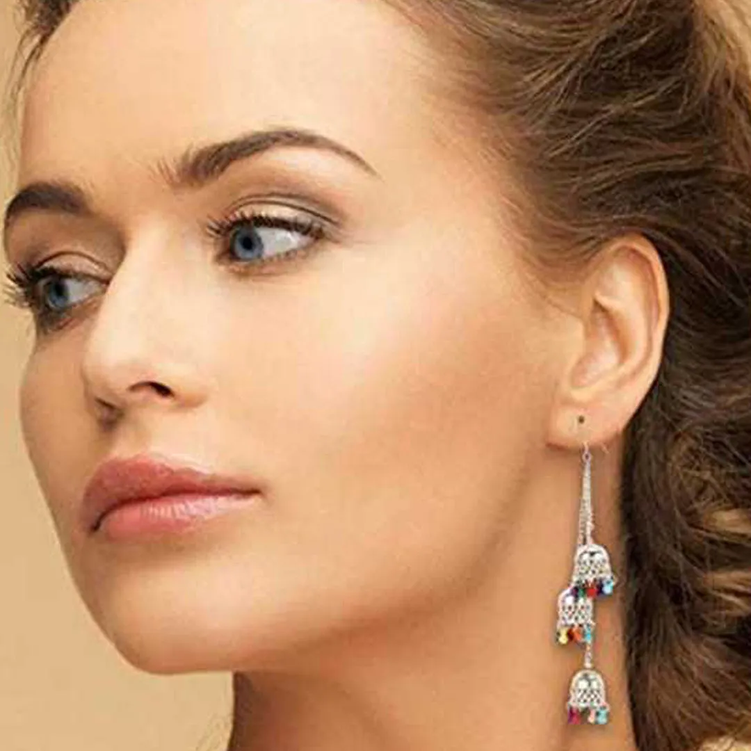 Combo of 2 Chandbali and Multicolor Ghungroo Earrings