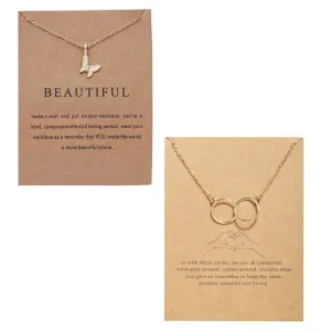 Combo Of 2 Double Circle Ring and Butterfly Pendant