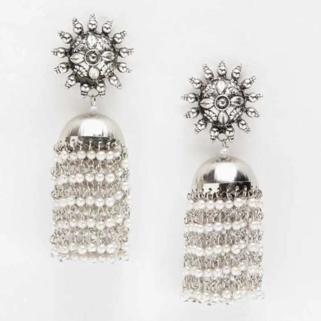 Combo of 2 Flower Pearl Stud and Beads Chain Jhumki