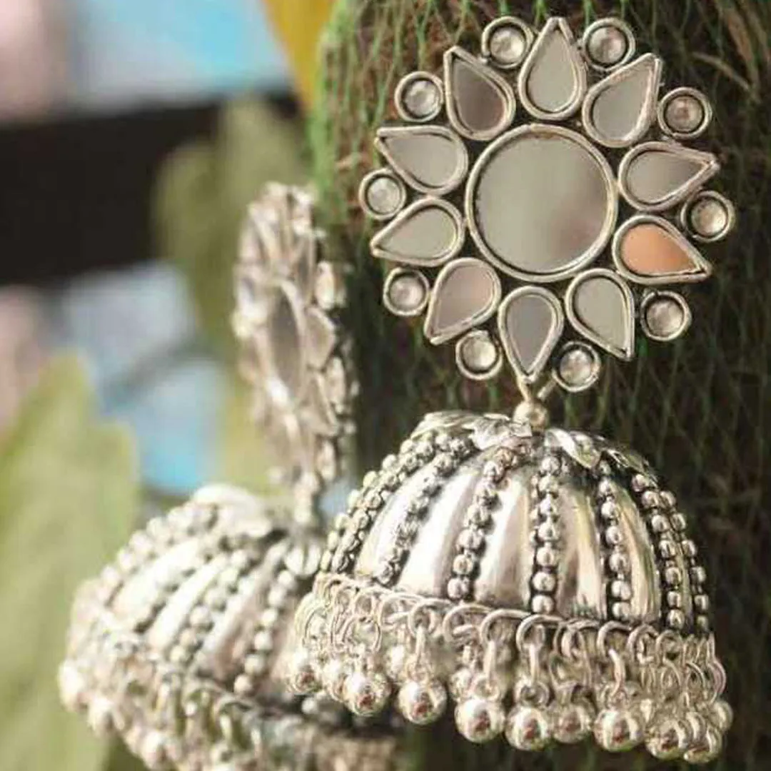 Combo of 2 Flower Pearl Stud and Mirror Stud Jhumki