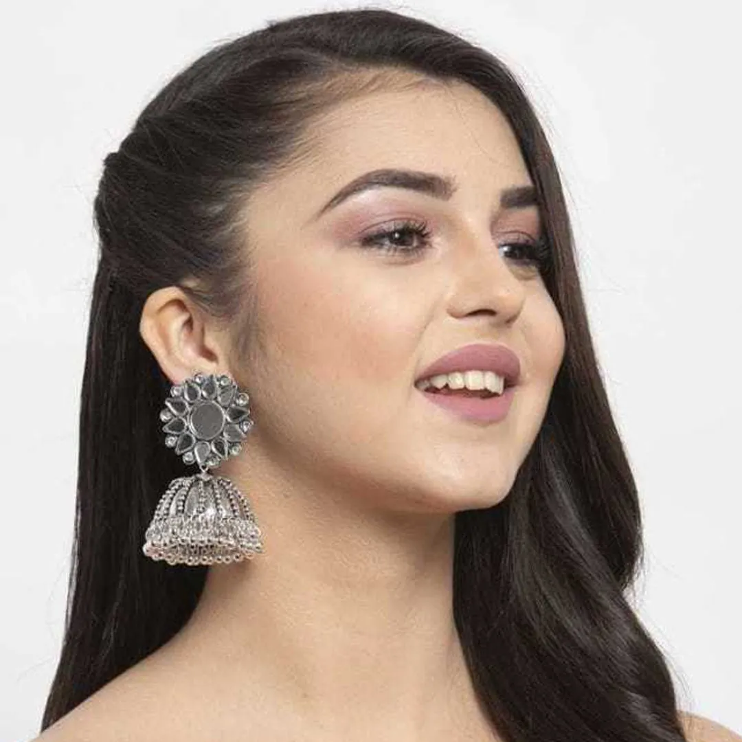 Combo of 2 Flower Pearl Stud and Mirror Stud Jhumki