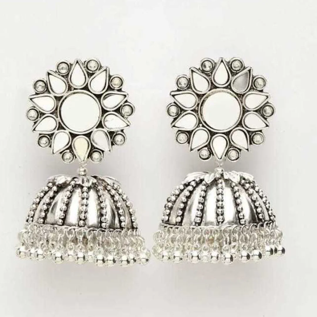 Combo of 2 Flower Pearl Stud and Mirror Stud Jhumki
