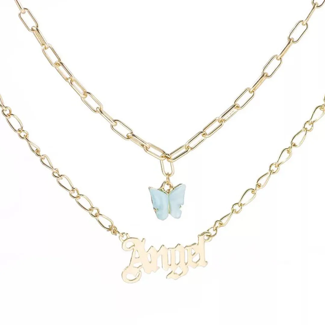 Combo Of 2 Gold Plated Multi Layered Butterfly Pendant