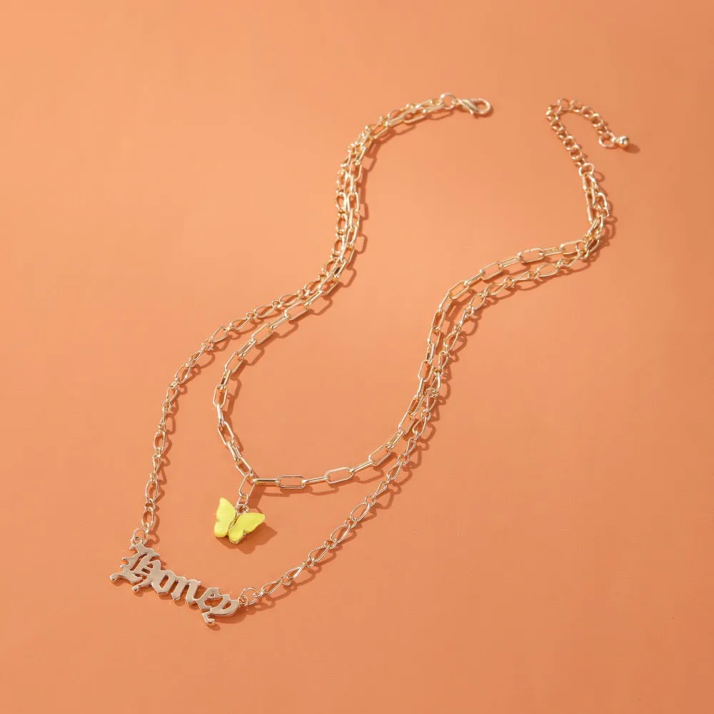 Combo Of 2 Gold Plated Multi Layered Butterfly Pendant