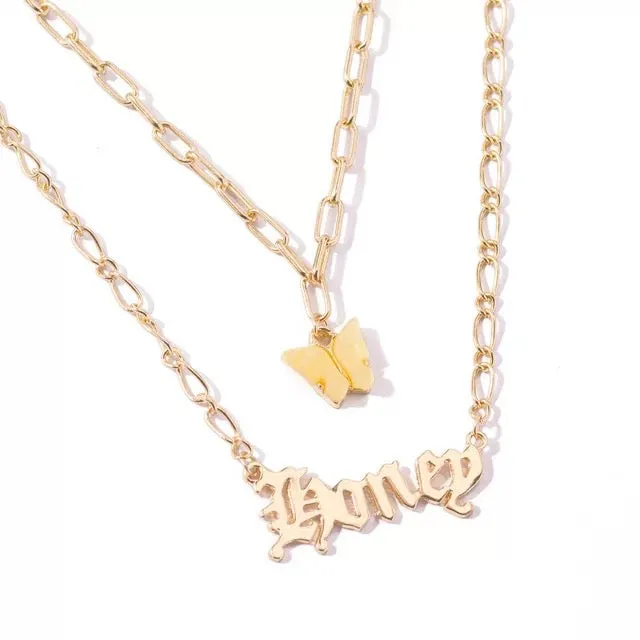 Combo Of 2 Gold Plated Multi Layered Butterfly Pendant