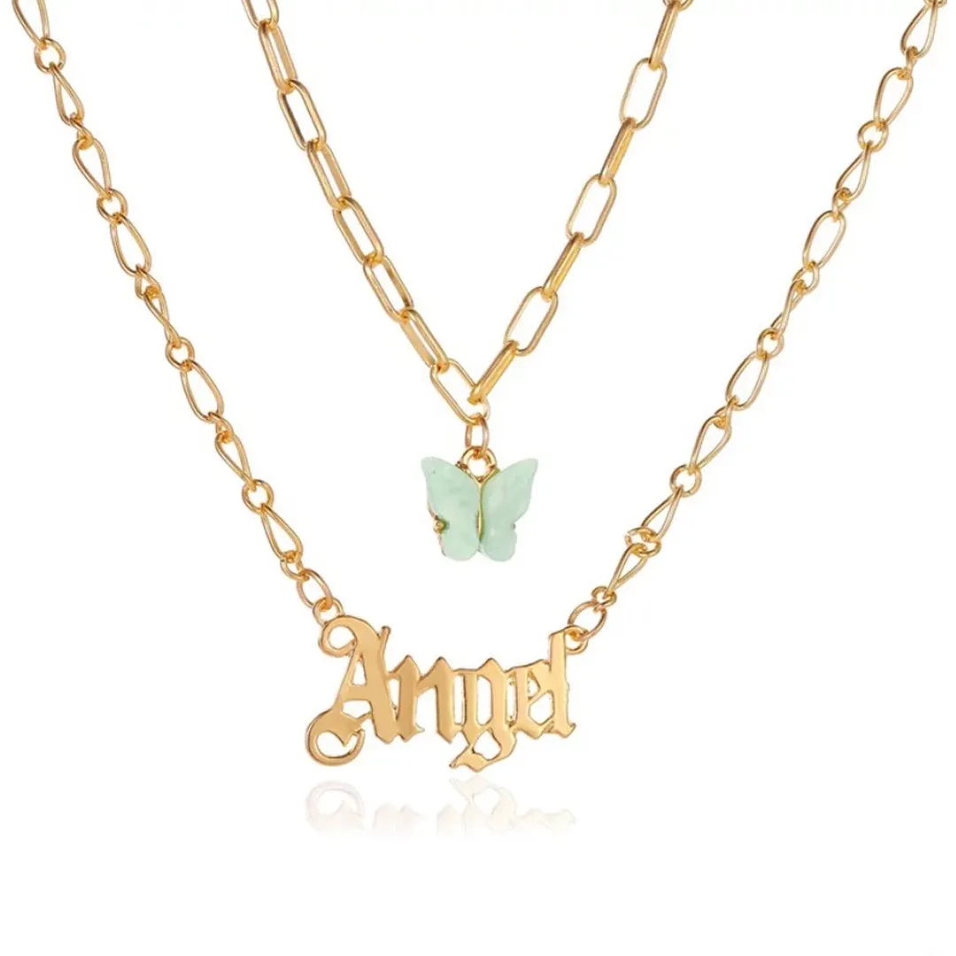 Combo Of 2 Gold Plated Multi Layered Butterfly Pendant