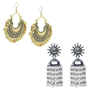 Combo of 2 Golden Chandbali and Pearls Chain Jhumki