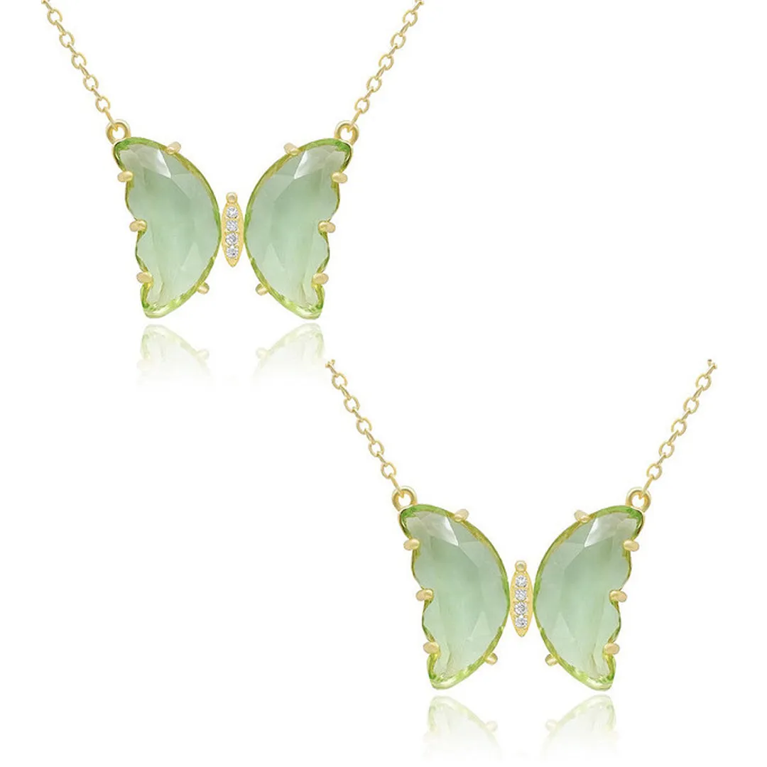 Combo Of 2 Green Crystal Butterfly Pendant