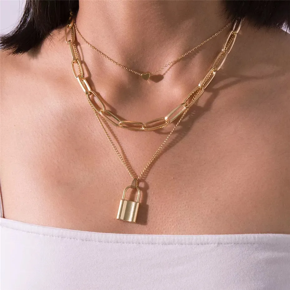 Combo Of 2 Heart Lock Coin Layered Pendant