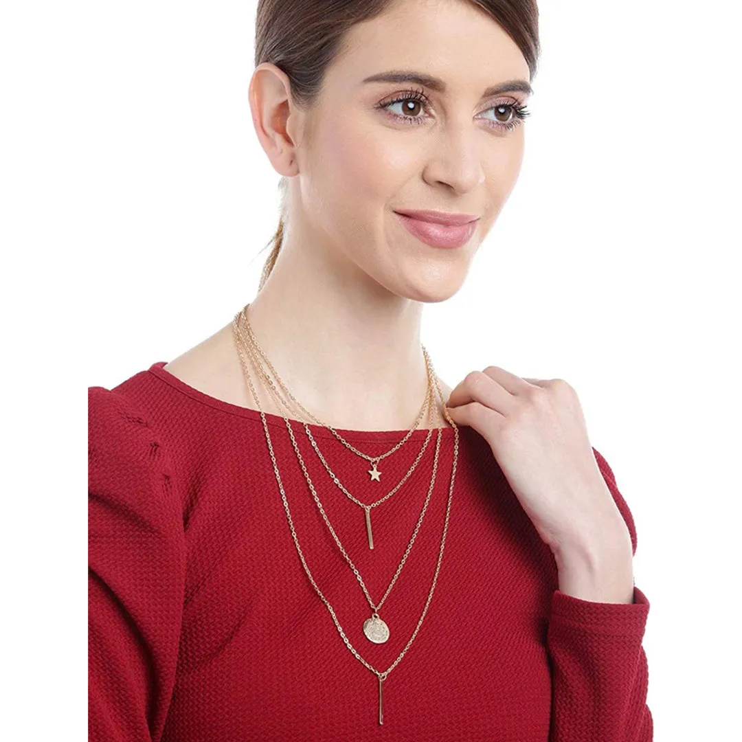 Combo Of 2 Heart Lock Coin Layered Pendant