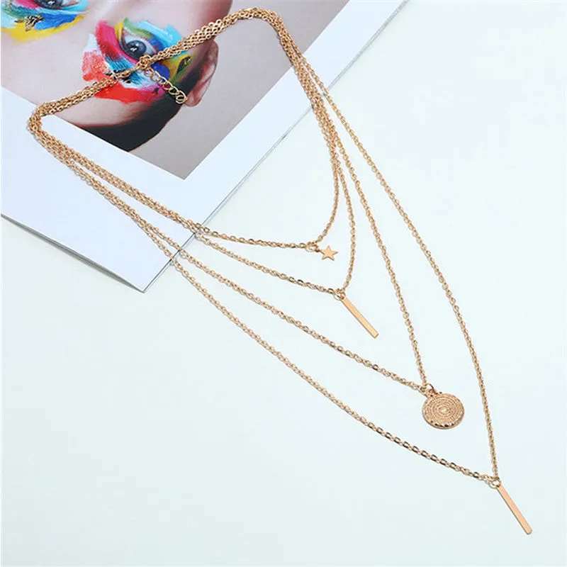 Combo Of 2 Heart Lock Coin Layered Pendant