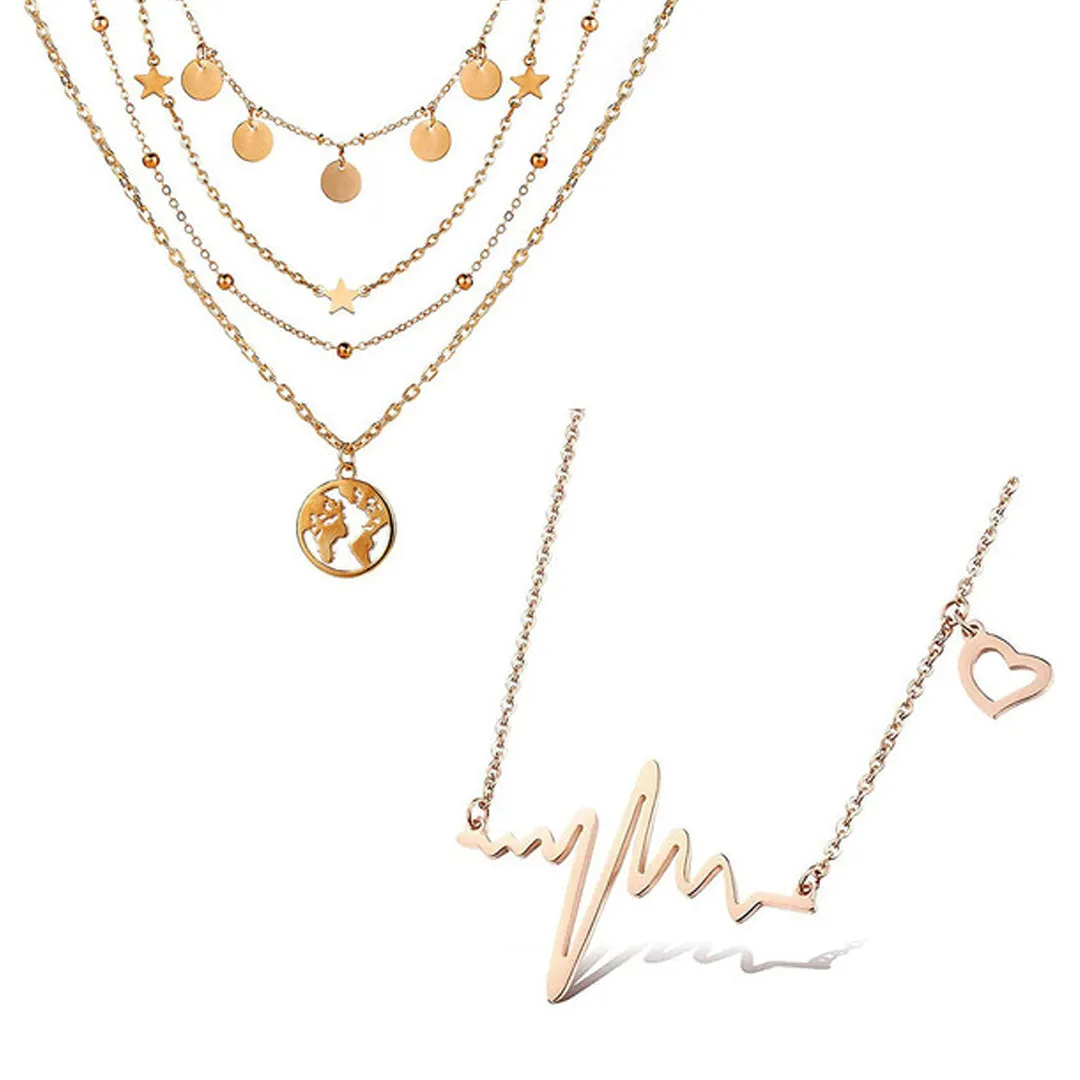 Combo Of 2 Heartbeat and Butterfly Pendant