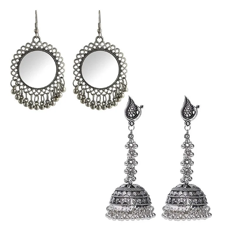 Combo of 2 Mirror and Peacock Jhumka