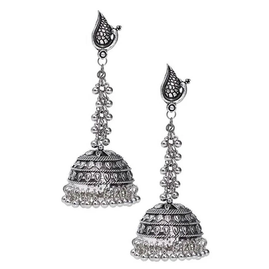 Combo of 2 Mirror and Peacock Jhumka