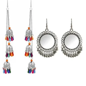 Combo of 2 Mirror Jhumki and Ghungroo Earrings