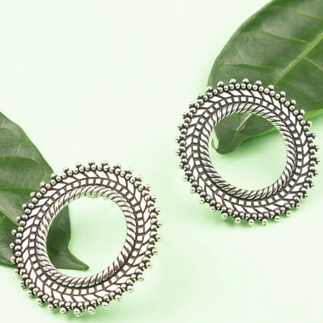 Combo of 2 Mirror Jhumki and Round Shaped Earrings