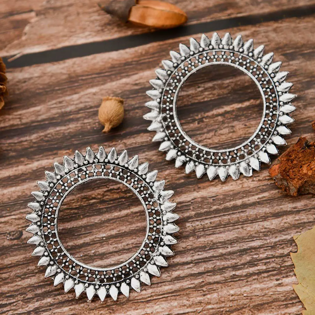 Combo of 2 Mirror Jhumki and Round Shaped Earrings