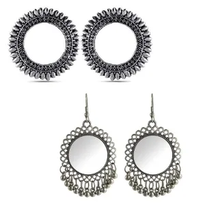 Combo of 2 Mirror Jhumki and Round Shaped Earrings