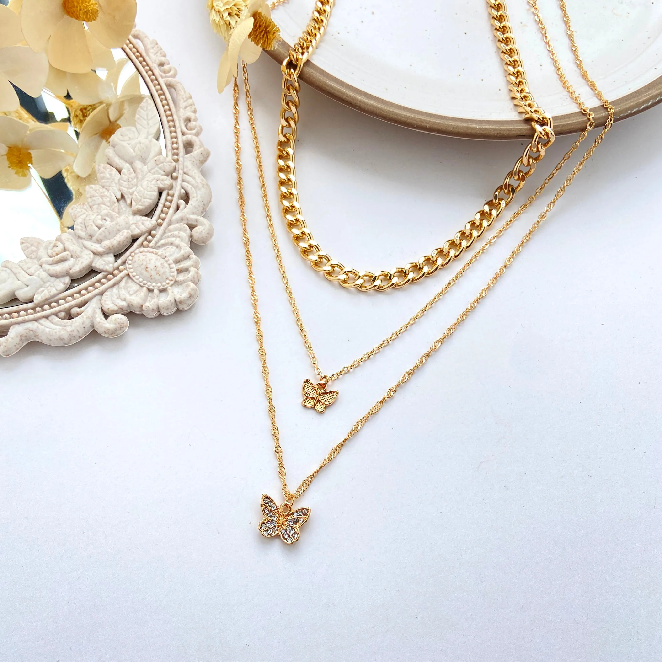 Combo Of 2 Multi Layered Star World and Butterfly Necklace
