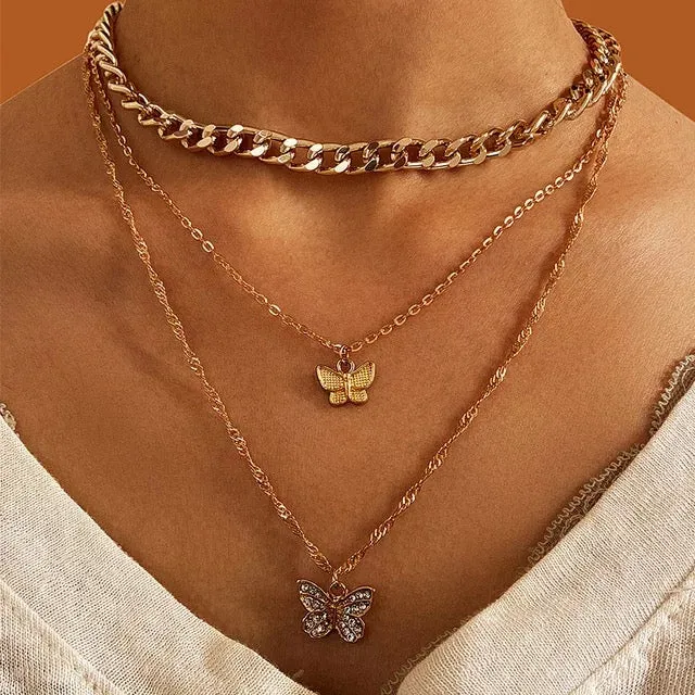 Combo Of 2 Multi Layered Star World and Butterfly Necklace