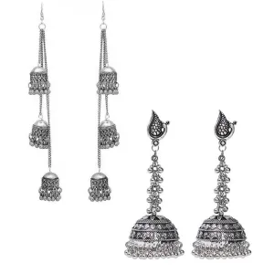 Combo of 2 Peacock Jhumka and Ghungroo Earrings