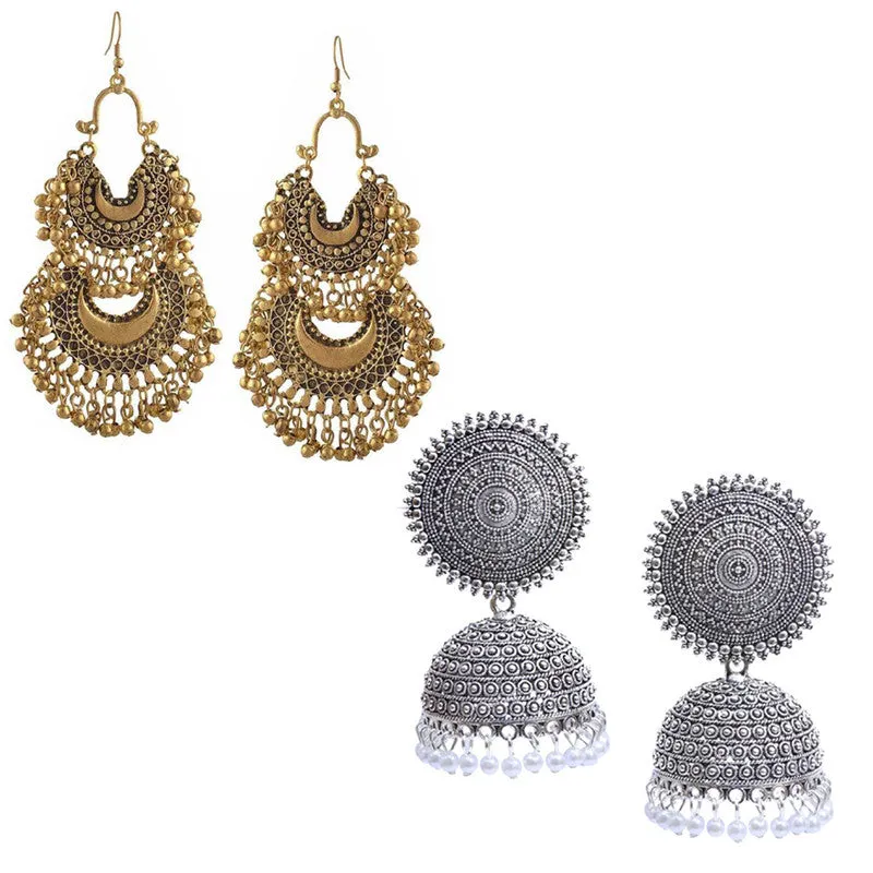 Combo of 2 Pearl stud and Layer Chandbali Earrings