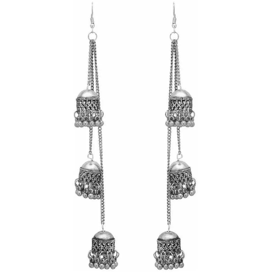 Combo of 2 Pearl stud and layered Ghungroo Earrings