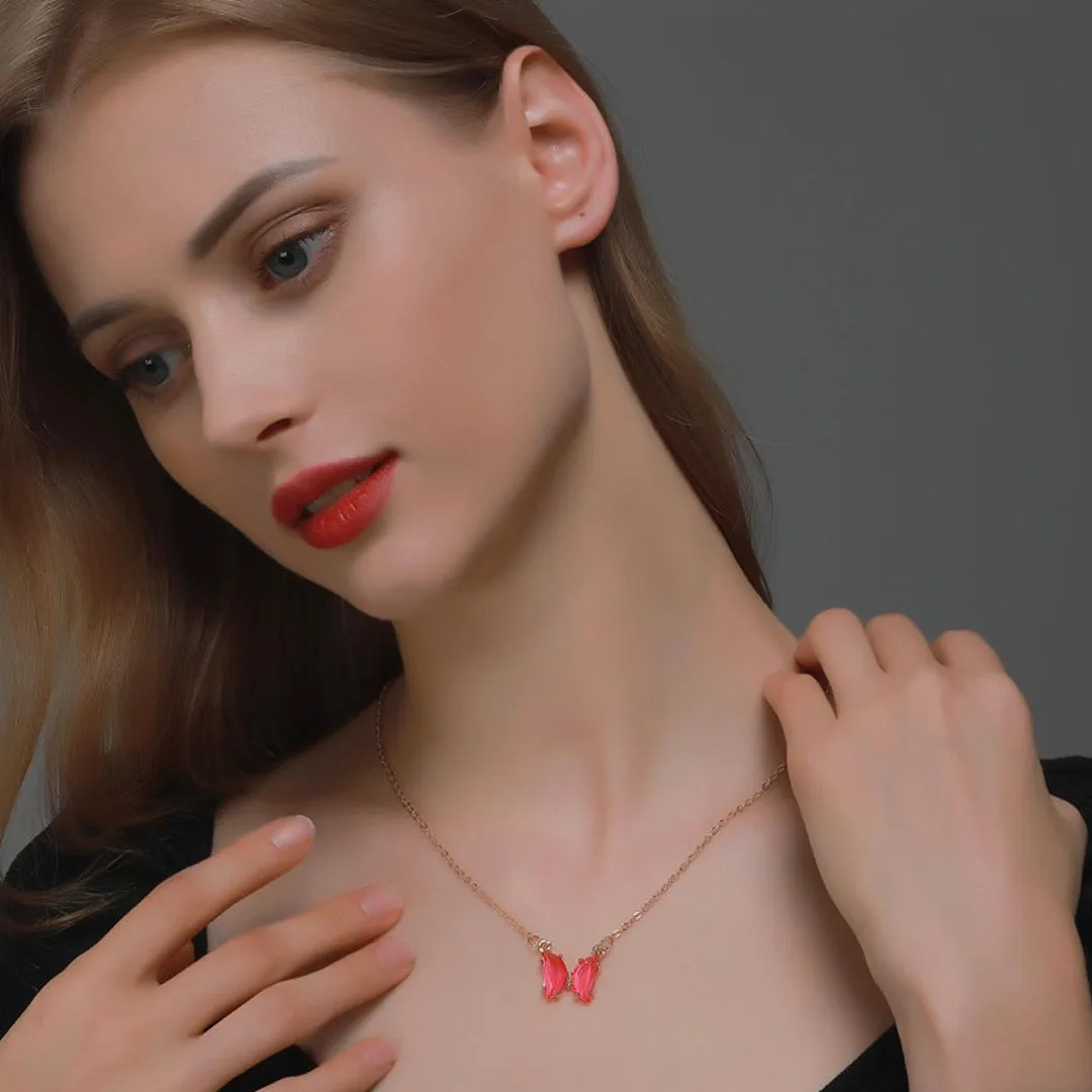 Combo Of 2 Red Crystal Butterfly Pendant