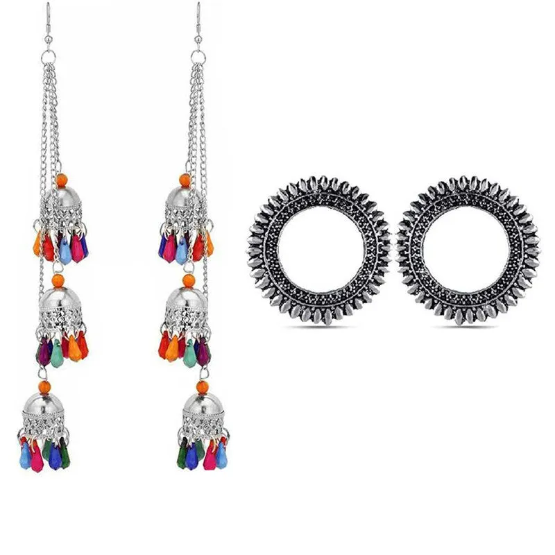 Combo of 2 Round and Multicolor Ghungroo Earrings