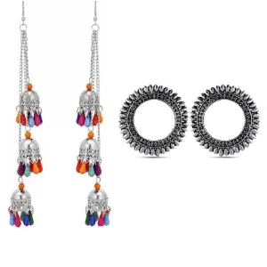Combo of 2 Round and Multicolor Ghungroo Earrings