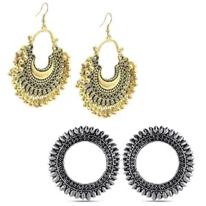Combo of 2 Round Shaped and Golden Chandbali Earrings
