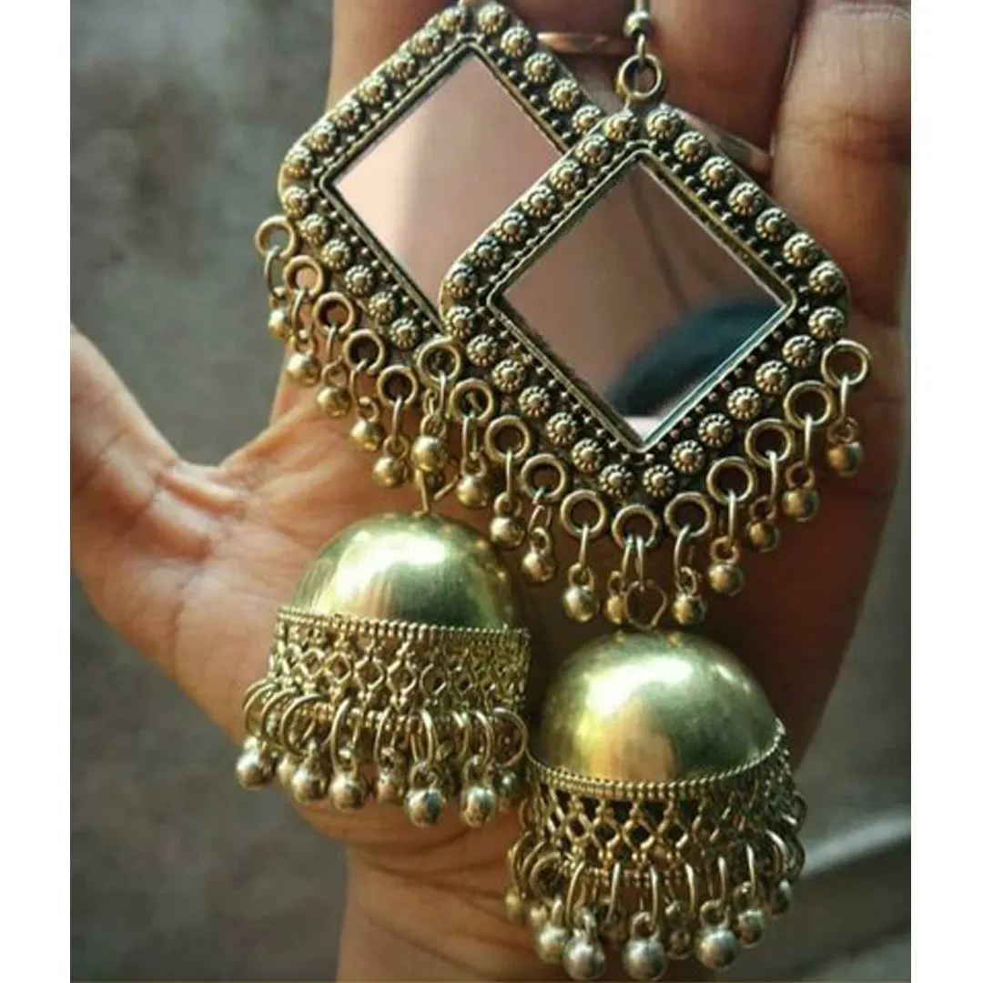Combo of 2 Square Mirror and Chandbali Earrings