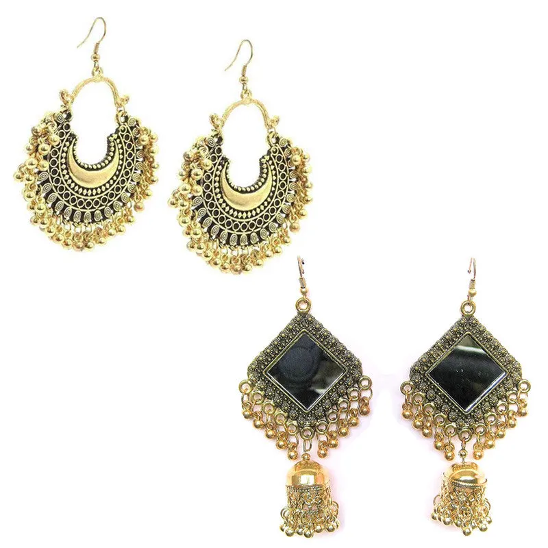 Combo of 2 Square Mirror and Chandbali Earrings