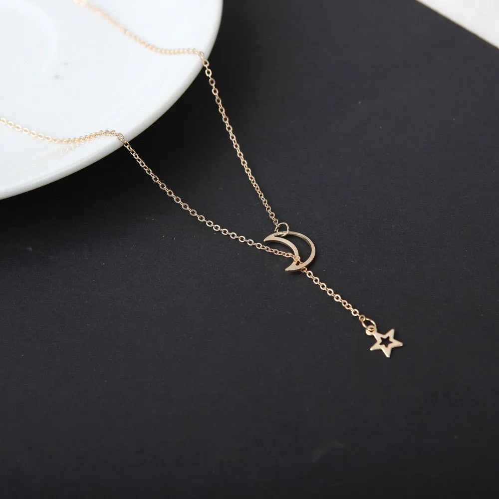 Combo Of 2 Y-Shaped Heart and Moon Dropping Pendant