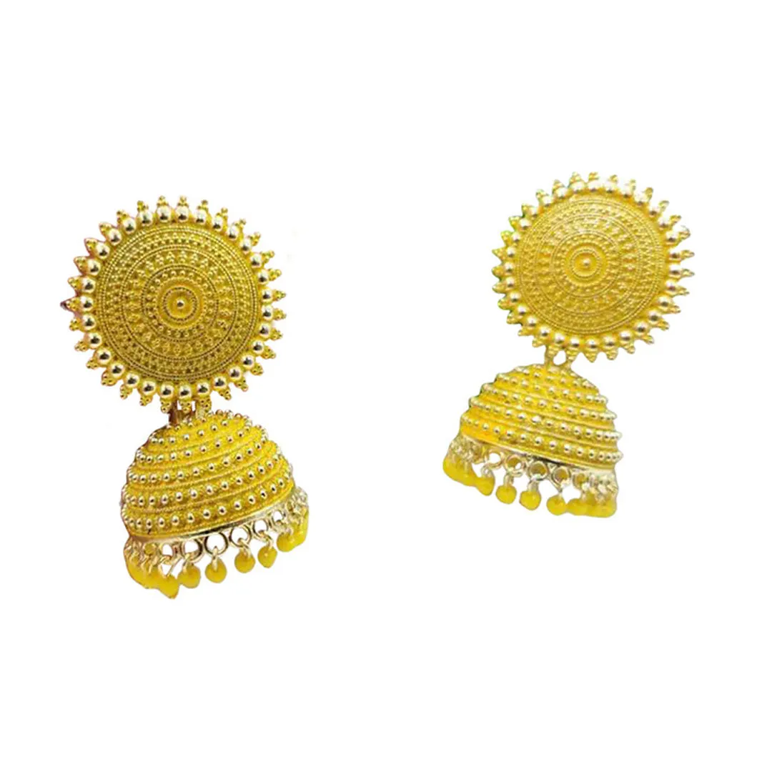 Combo of 2 Yellow and Black Pearls Drop Dome Shape Jhumki