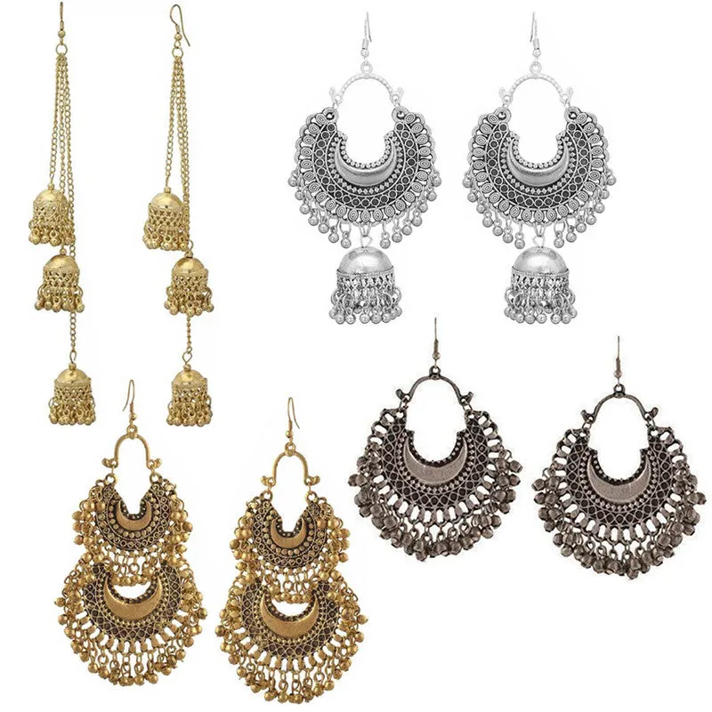 Combo of 4 Classic Golden and Silver Layered Jhumki