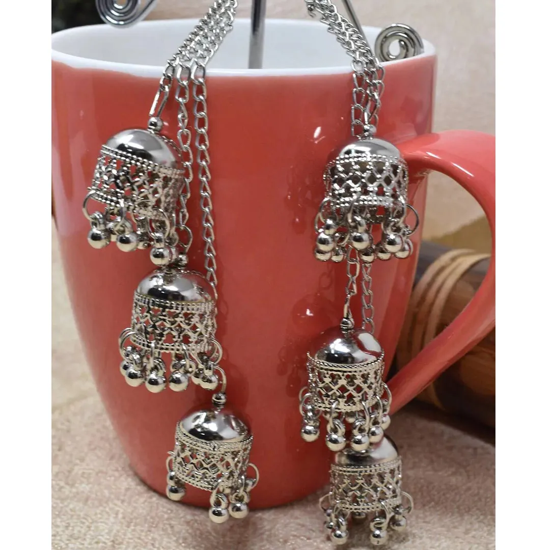 Combo of 4 Golden and Silver Mirror Jhumki