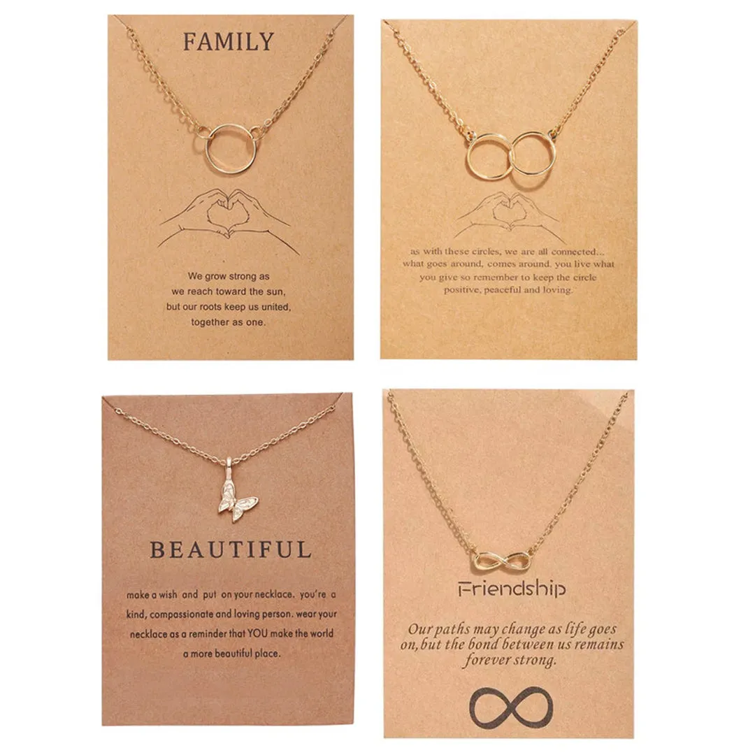 Combo Of 4 Infinite Butterfly Double Circle Ring Pendant