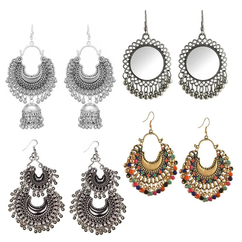 Combo of 4 Oxidized Layered Beads Jhumki
