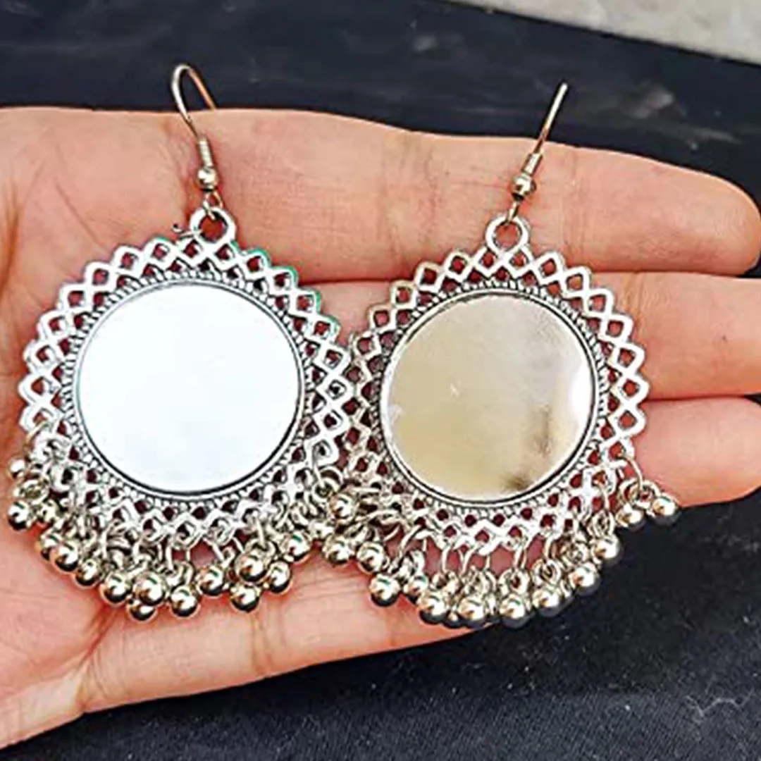 Combo of 4 Oxidized Silver Mirror Jhumki