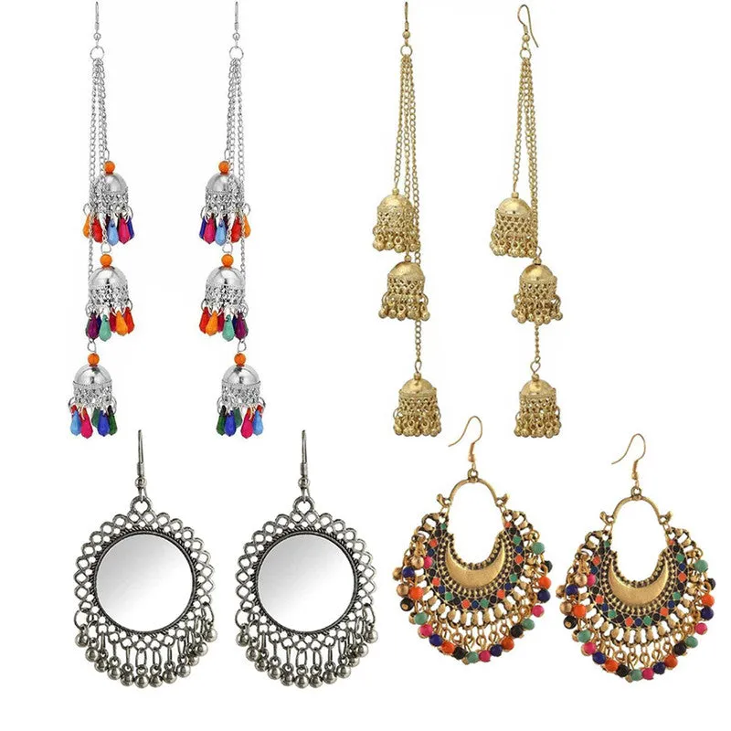 Combo of 4 Oxidized Silver Mirror Jhumki