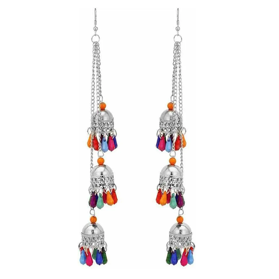 Combo of 4 Oxidized Silver Mirror Jhumki