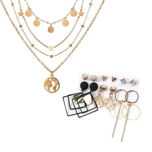 Combo Of Beads Earth Heart Pendant With Earring Set