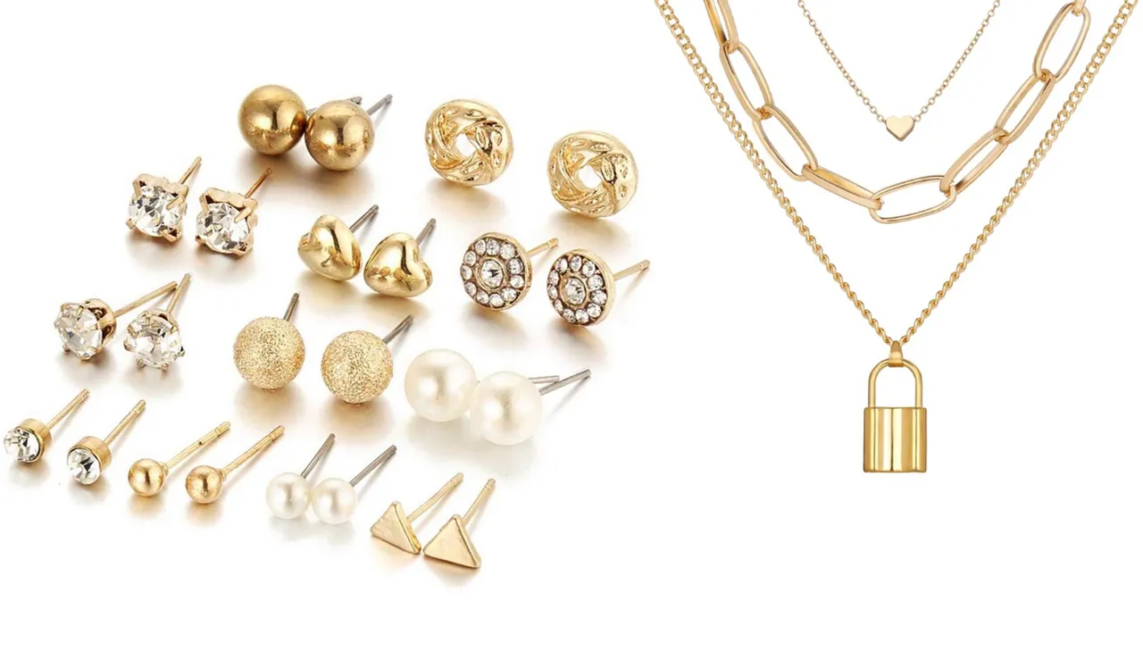 Combo Of Heart Lock Pendant With Earring Set